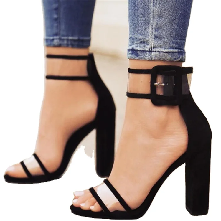 

2021 new arrival wholesale summer classic womens black high block heels sandals shoes vendors elegant sexy casual party