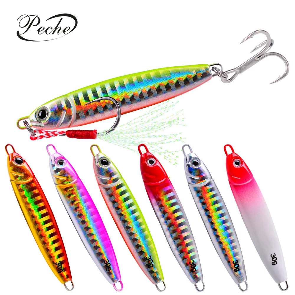 

Fishing Lure Metal Saltwater 15g 20g 30g Metal Slow Pitch Jig Lure Casting Hard Bait Tackle Reflective Vertical Jigging Lure, 6 colors
