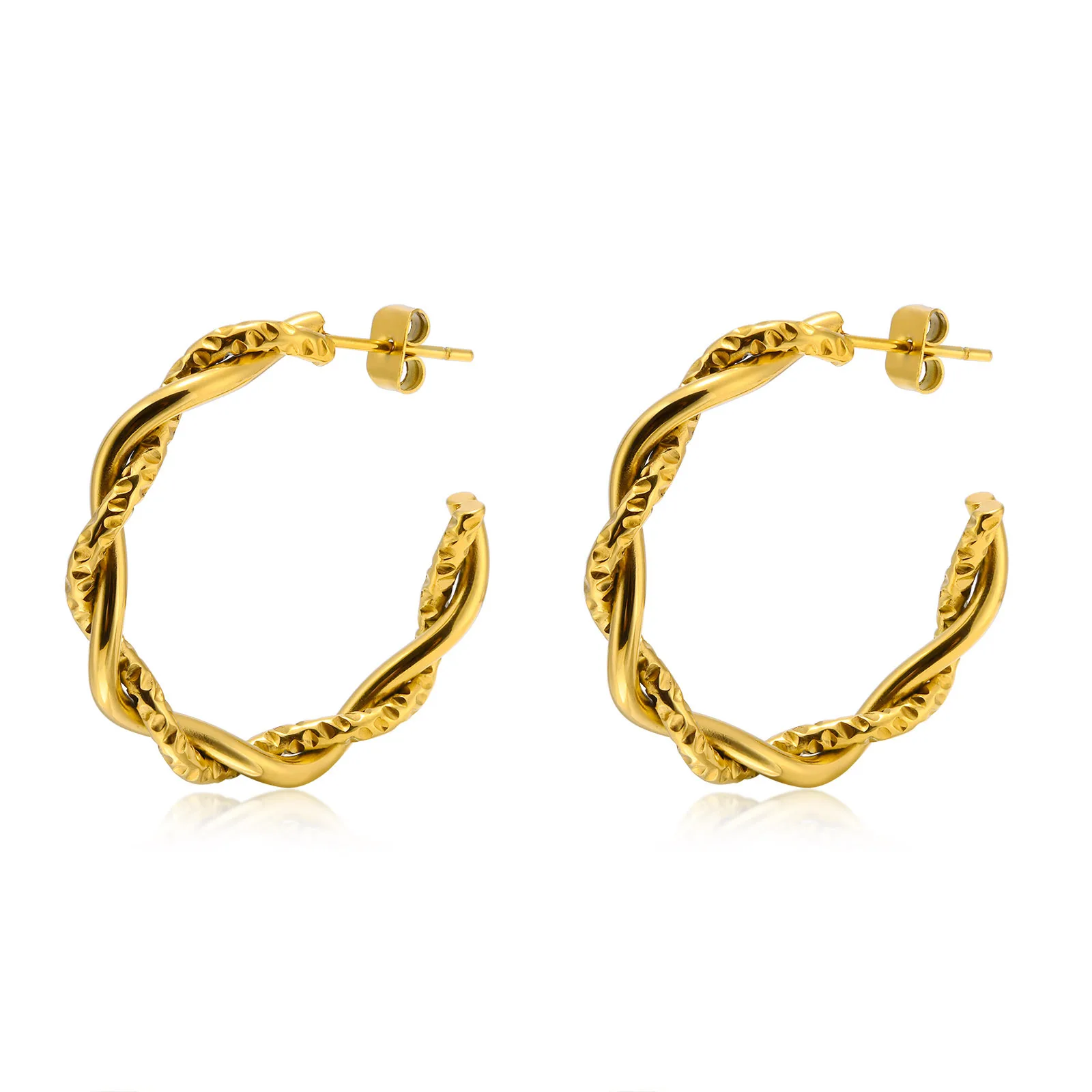 

Fashion Stainless Steel Twists Earrings Simple Gold C-shaped Earrings Exquisite luxury earrings jewelry women