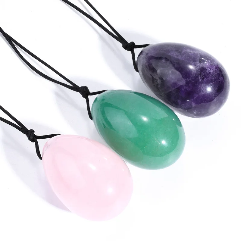 
Wholesale Natural Massage Jade Stone Nephrite Crystal Amethyst Rose quartz Yoni Egg Set For Women Kegel Vaginal Exercise 