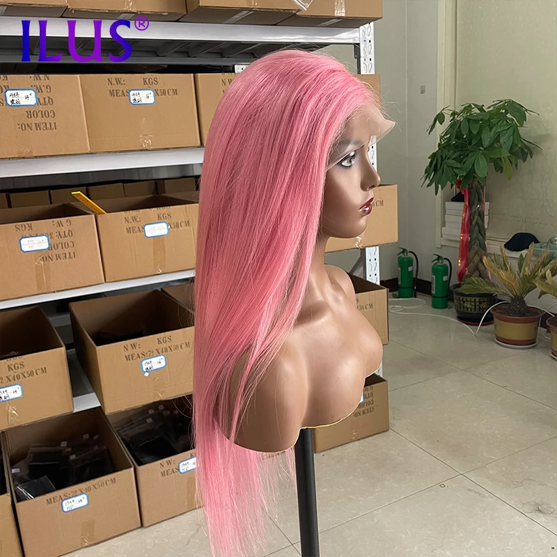 

HD Lace Wig Raw Hair Wholesale Vendor Pink Colored Lace Frontal Wigs Straight Glueless Full HD Lace 100% Virgin Human Hair Wigs