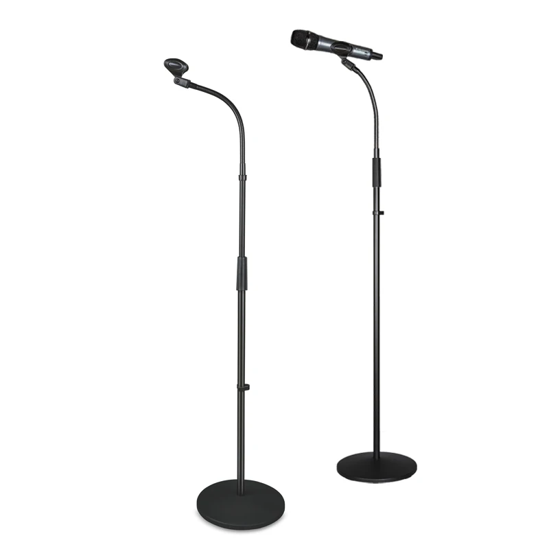 

LKT-823 Metal disc lifting gooseneck microphone stand recording studio microphone stand stage live microphone stand manufacturer, Black