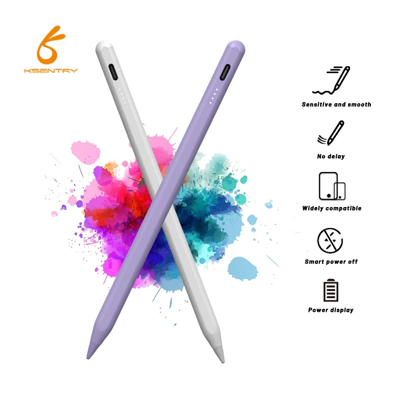 

Rechargeable Magnetic Digital Pencil Aluminum Alloy Custom Capacitive Active Touch Screen Stylus Pen for Drawing Writing, White black green blue pink or oem