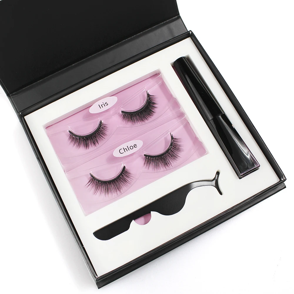 

free samples from usa warehouse custom boxes with 3d 5d 25mm lashes and eyeliner and tweezers, Nature black