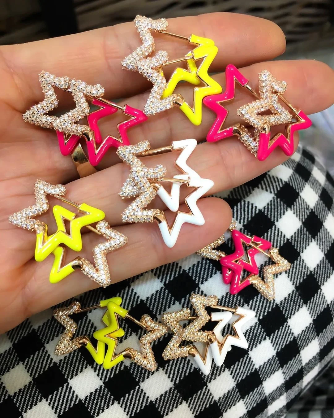 

FACTORY round circle star shape cute gfit delicate colorful star hoop earring for girls women, Picture