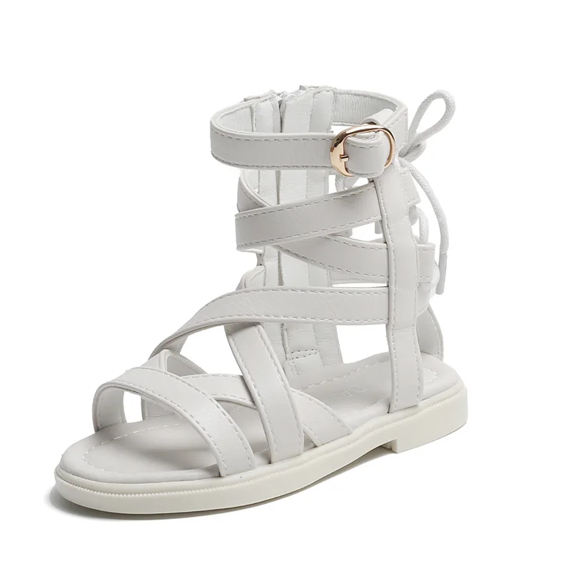 

New Kids Roman Sandals High-top Girls Flat Beach Sandals Children Girls Princess Shoes Solid Color Rain Kids Shoes