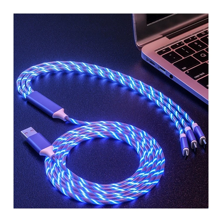 

3 in 1 LED light USB Luminous Glow LED Flowing Charging Cable