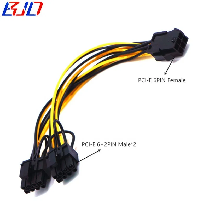 

PCI-E 6 Pin Female to Dual 8 Pin 6+2 Pin Graphics Card GPU Power Adapter Cable 18AWG 20CM IN STOCK