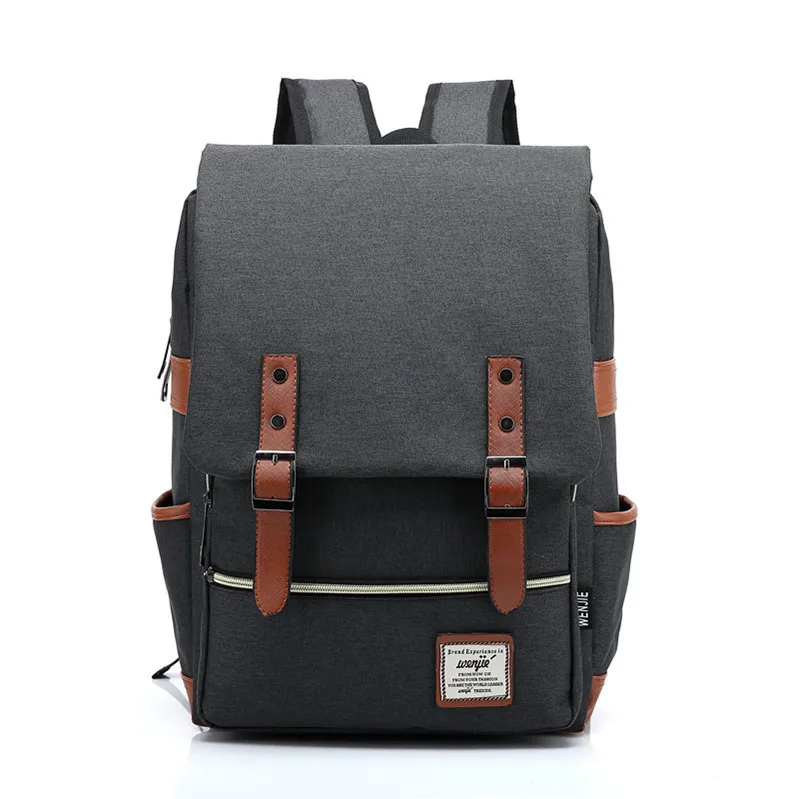 

High quality durable canvas blank School College 15 inch Notebook bag outdoor Vintage Grey laptop canvas backpack for Women Men