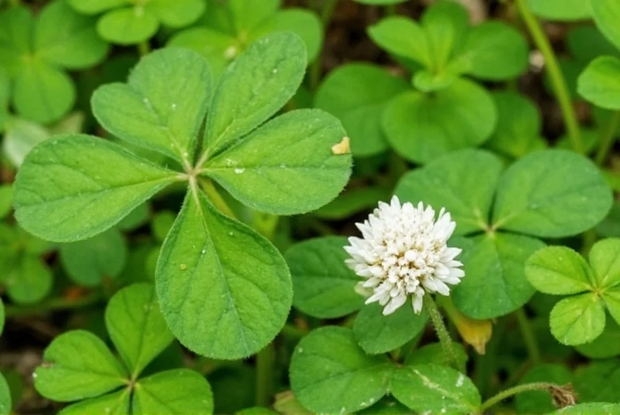 Nahaufnahme weißer Klee-Samen in Nierenform