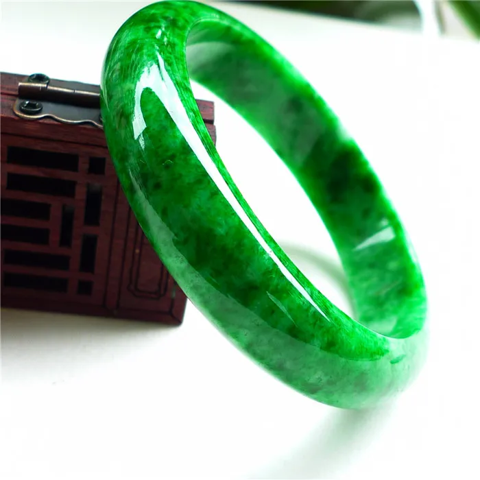 

Natural Myanmar Emerald Jasper Bangles Female Emerald Jadeite Bangles Exquisite Charm Round Jade Bangles 52-62mm