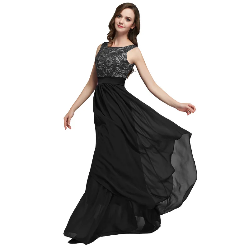 

Women's Chiffon stitching lace sleeveless Jumpsuit with long dress