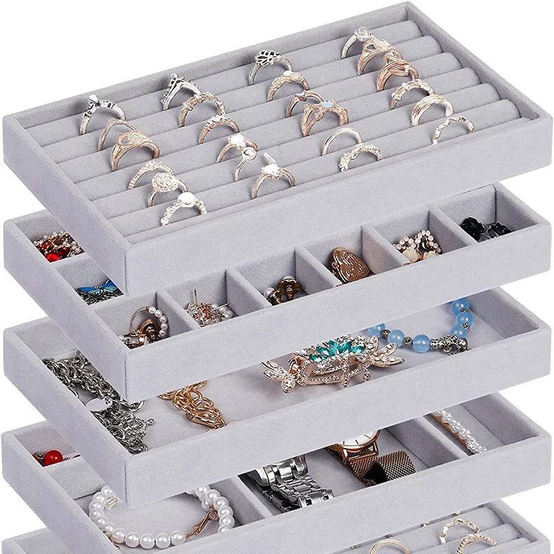 

Tongxing Wholesale custom jewelry storage diamond rings earrings display case tray velvet jewelry organizer for women