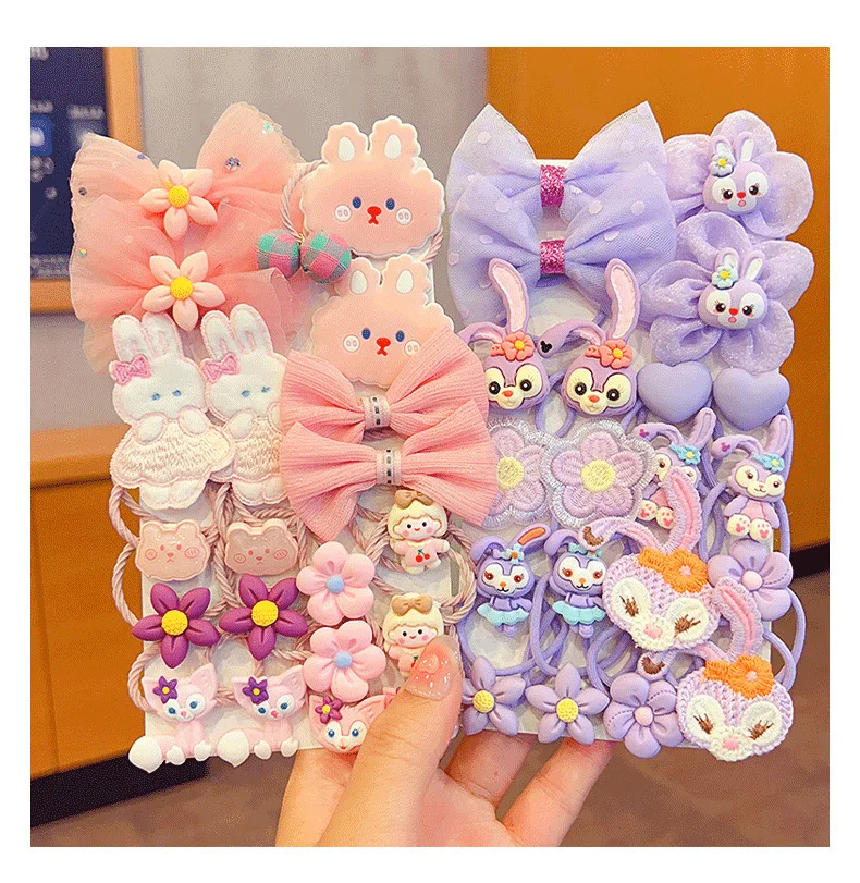 

2023 Kids Accessories Sets Hair Catcher For GirlsElastic Band Fabric Flower Bow Hair Tie Set Hair Clip Scrunchies Wholesale
