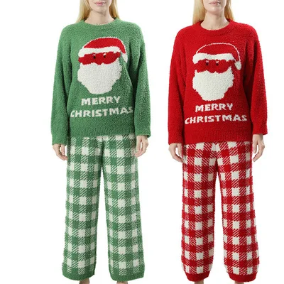 

2021 New Arrival Winter Christmas Flannel Pyjamas Ladies 2 Piece Fleece Christmas Women Velour Casual Lounge Sleepwear