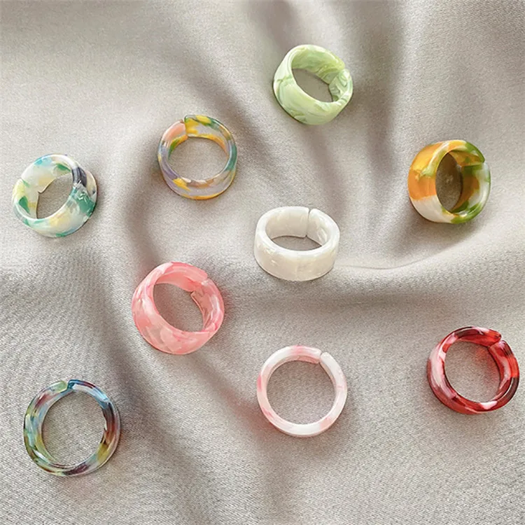 

Retro Niche Candy Color Acrylic Design Ring Female Simple Niche Fashion Personality Ring, Picture shows