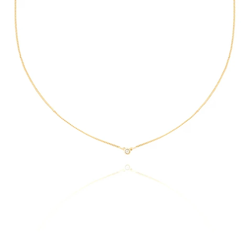 

Trendy 925 sterling silver cubic zircon necklace for women high polish 18K gold plated basic diamond necklace in gold