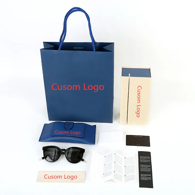 

Wholesale Custom Logo Square Packaging Sunglasses Box Set Soft Blue Leather Oversized Sunglasses Case