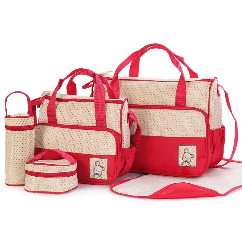 

Portable Multi-Function 5 Pieces Mummy & Baby Handbag Set Baby Nursing Bottle Bag