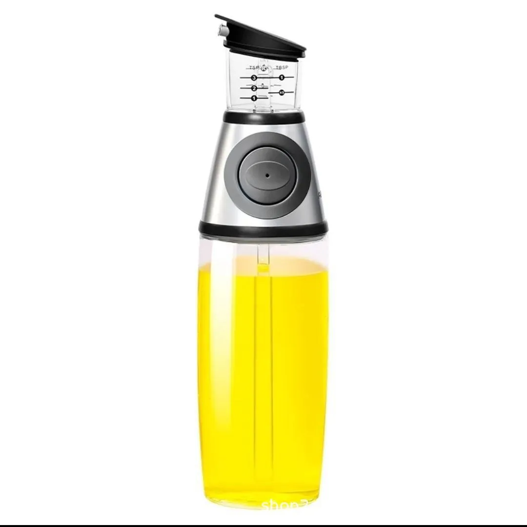

250ml 500ml Wholesale kitchen cooking measurable push type glass oil control bottle