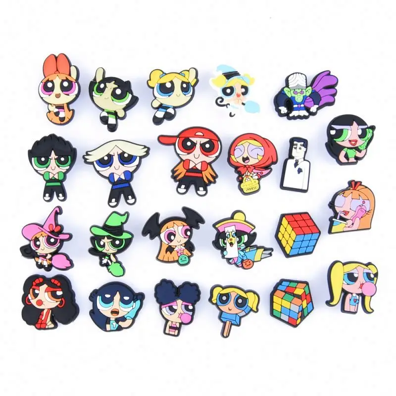 

Powerpuff girl croc Charms Cube anime charm shoe decoration accessories custom shoe decoration charms