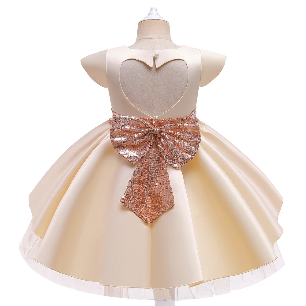 

MQATZ New Little Girls Wedding Dresses Kids Princess Frock With Bow Child Birthday Party Dress 3-10 Years Old, As picures