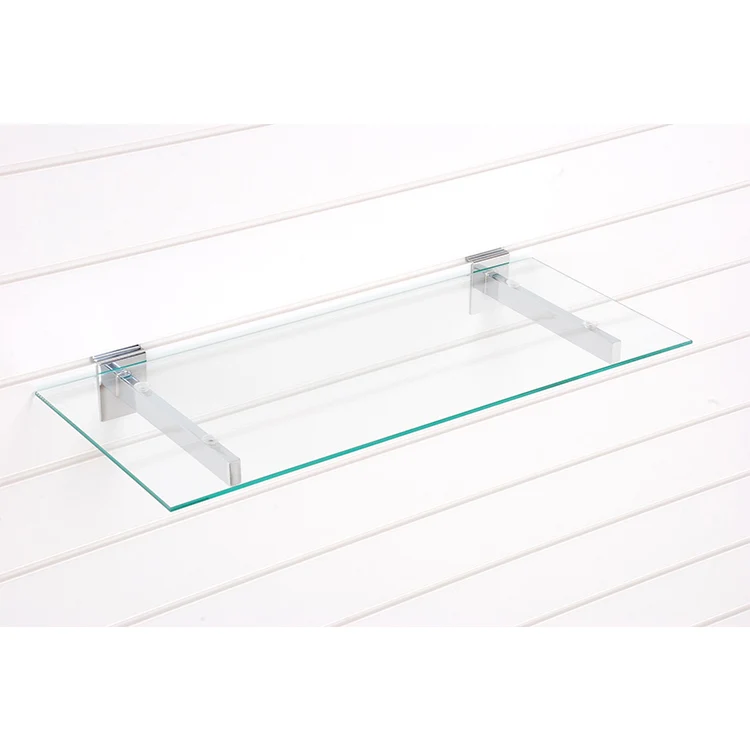 Slat Wall Display Glass Shelf Tempered Glass Shelves With Polished