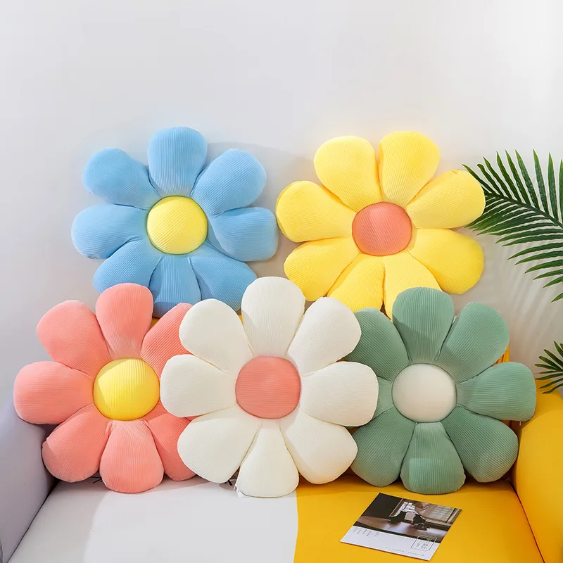 

Home Decoration Flower Shape Cushion Cute Seating Pad Flower Floor Pillow Daisy Plush Chair Cushion Throw Pillow