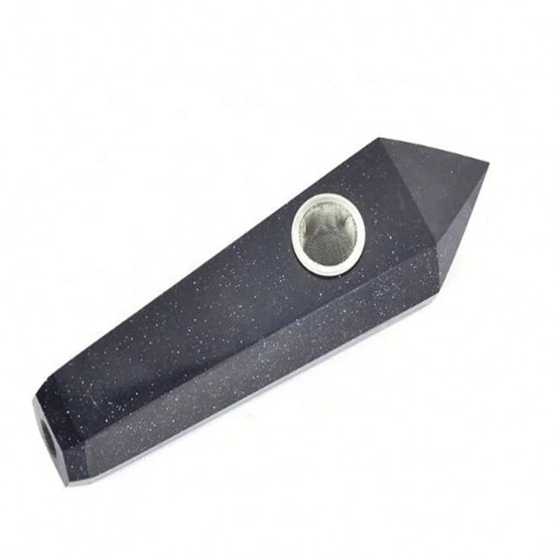 

Wholesale Natural Blue Sandstone Tobacco Pipe Six-prismatic Strainer Crystal Smoking Pipe