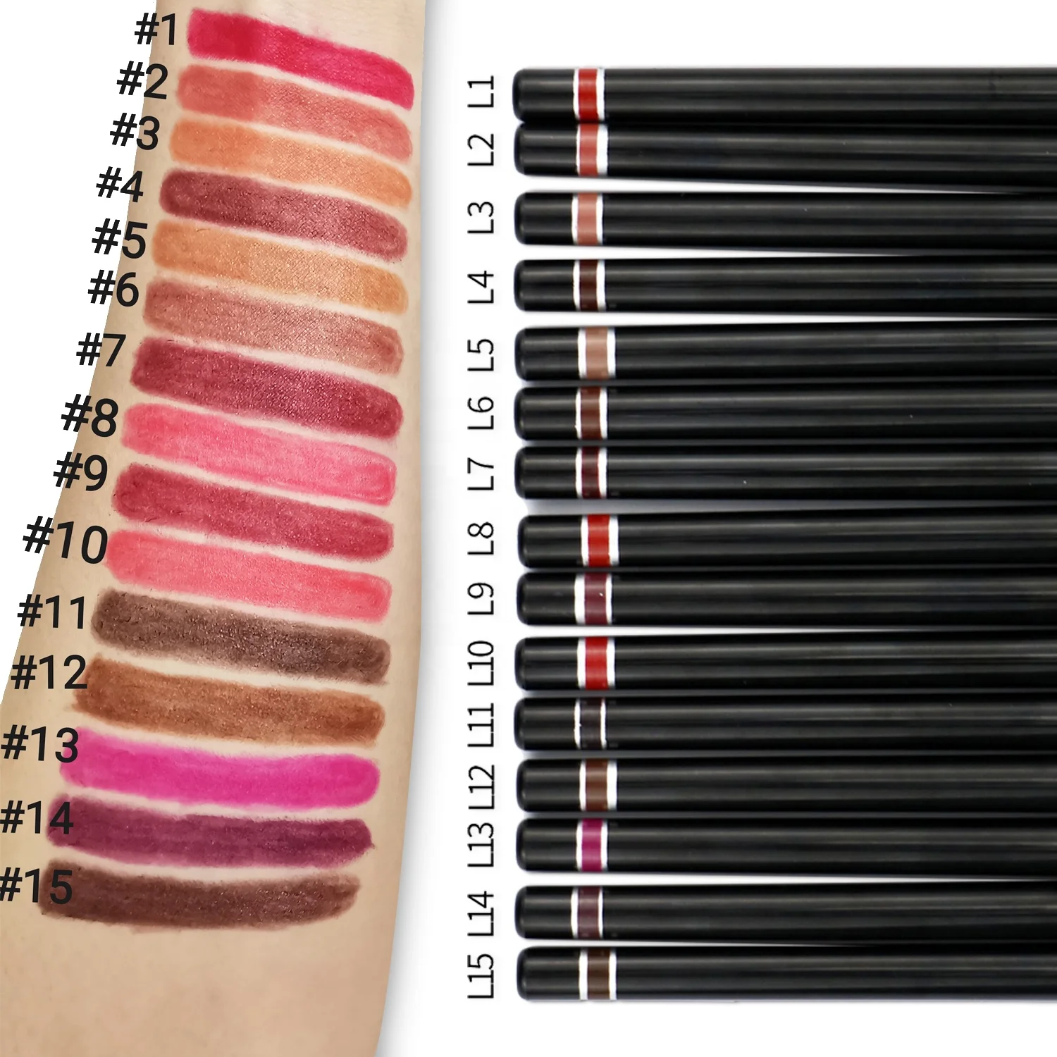 

dropshipping Wholesale Private label 15 colors creamy retractable Lip Liner Long Lasting lipliner