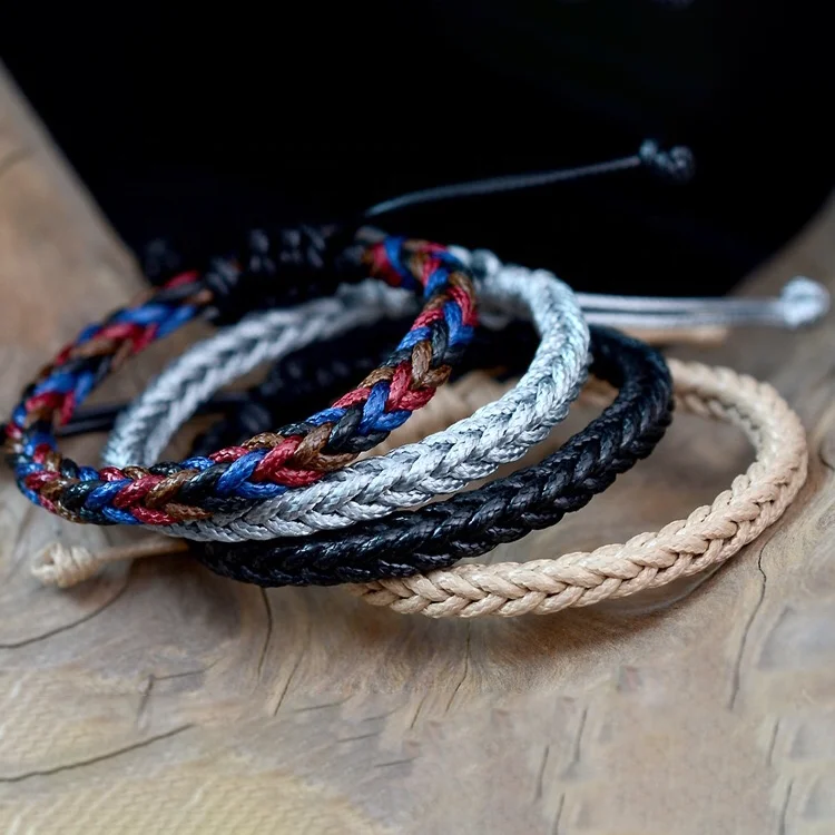 

Batch hand-woven men's Bracelet Wax Rope outdoor men's Friendship Bracelets