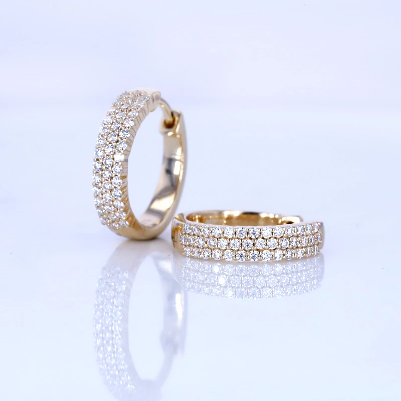 

Starsgem Jewelry round shape pure 9k yellow solid Gold Moissanite Stud earring