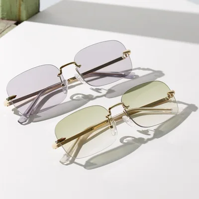 

Forever Eyewear China New Arrival High Quality Metal Vintage Small Rectangle Rimless Sunglasses For Women, Contact us