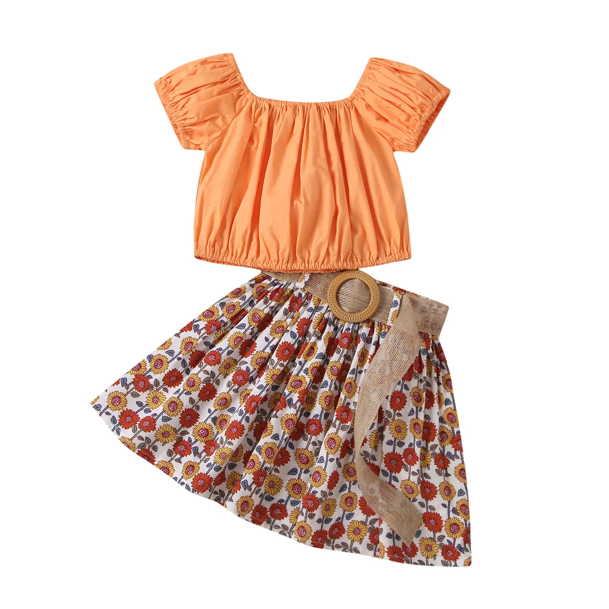 

CJS2116 2021 Summer Girls Clothing Sets Short Sleeve Tops+Floral Short Skirt 2Pcs Toddler Baby Kids Children Clothes