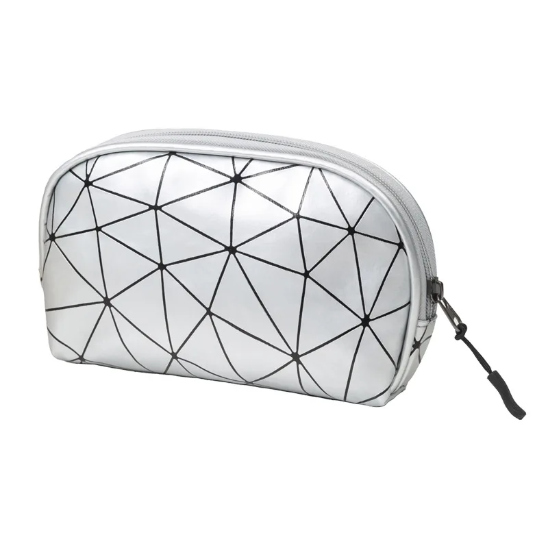 

GS015 New Diamond Lattice Design Storage Bag PU Geometric Style Fashion Female Bag Travel Large Capacity Cosmetic Bags, Green, black, silver, pink, blue