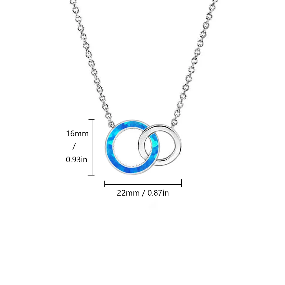 

Necklace women's European and American fashion accessories new blue two-ring necklace ring pendant sweater chain