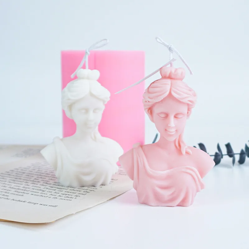 

Bust Goddess silicone candle mold portrait candle silicone mold scented candle holder moulds, Pink
