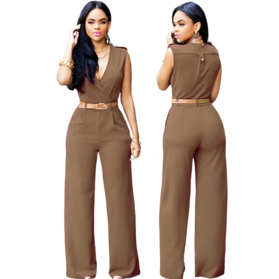 

Wholesale women high waist sexy v neck jumpsuit fashion women's pants