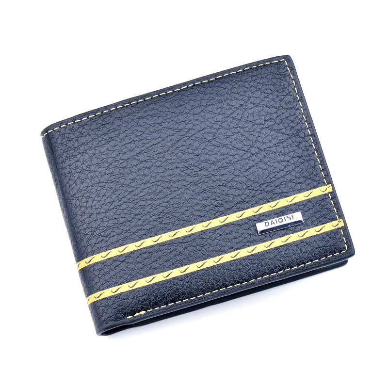 

High Quality Male Business Short Pocket Bags Money Clip Card Holder Classic Clutch Leather Purse Bag Vintage Men Wallet, Customized color