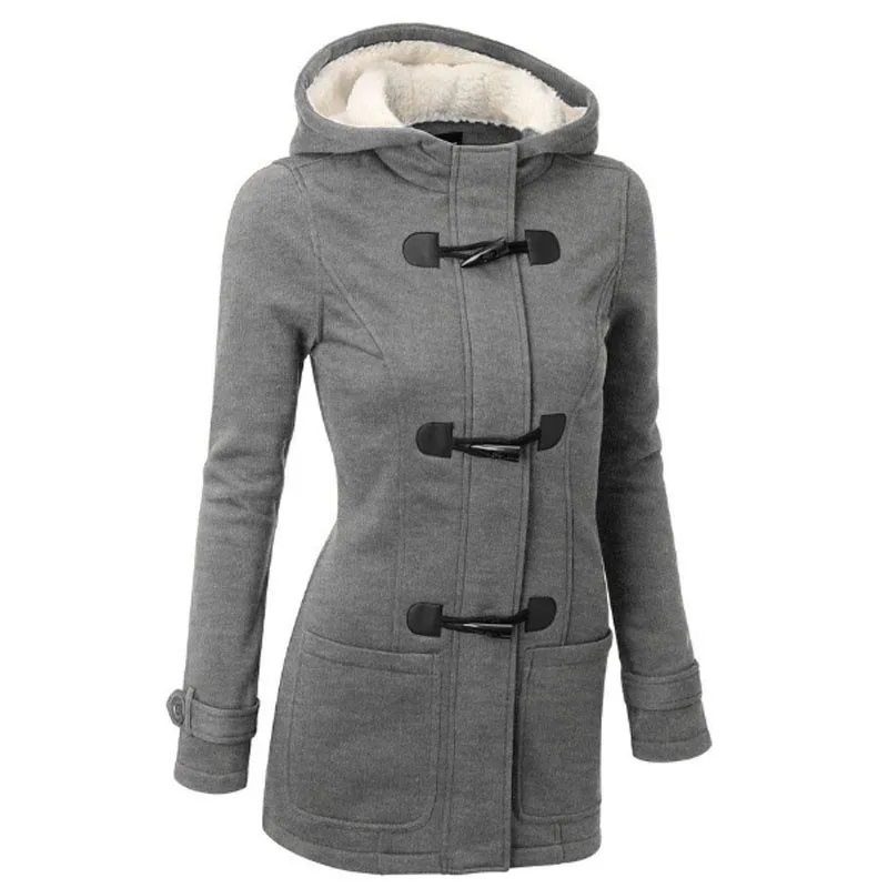 

Wholesale Fashion Winter Warm Chaquetas Coat Cotton-Padded Clothes Buckles Trench Long Coat for Women, Black, brown, dark grey, light grey, wine red, blue, army green