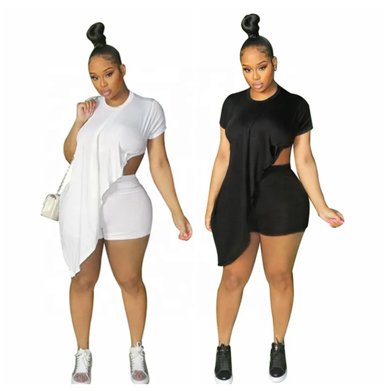 

Plus Size Women Fashion Ruffle Irregular Two Piece Shorts Sets 2021 Vendors