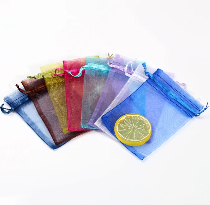 

7*9 cm Organza Bags Drawable Wedding Party Decoration Gift Bags Pouches Jewelry Packaging tulle fabric Bags 19 Colors