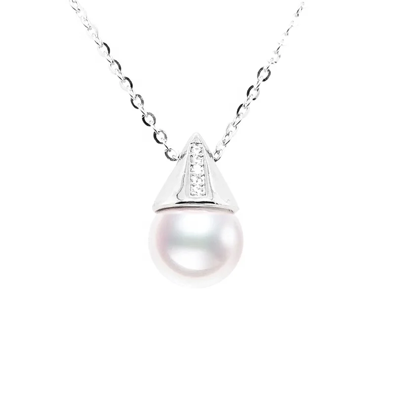 

Special Hot Selling Jewelry Fashion Gemstone Lamp Bulb 925 Sterling Silver 100% Natural Pearl Pendant Jewelry Necklaces women's, White