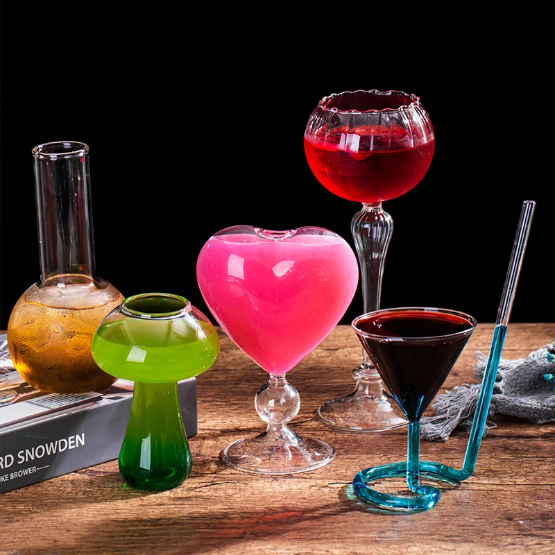 

Premium Quality Unique Glass Mushroom/heart/round/candlestick martini glass old fashioned cocktail glass