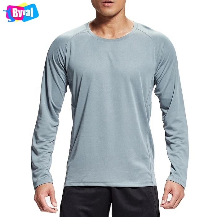 

New Arrival Wholesale Quick Dry 100 Polyester Plain Long Sleeve Sports Mens Blank Custom Logo T shirt with Reflective Stripe