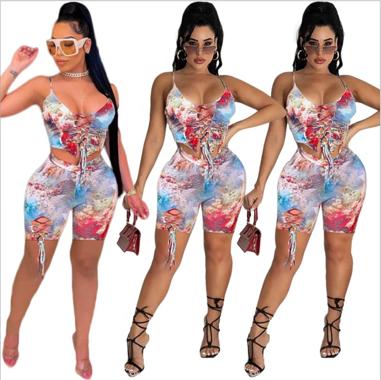 

2021 New Fashion Print Summer Sets Sexy Two Piece Summer Sets