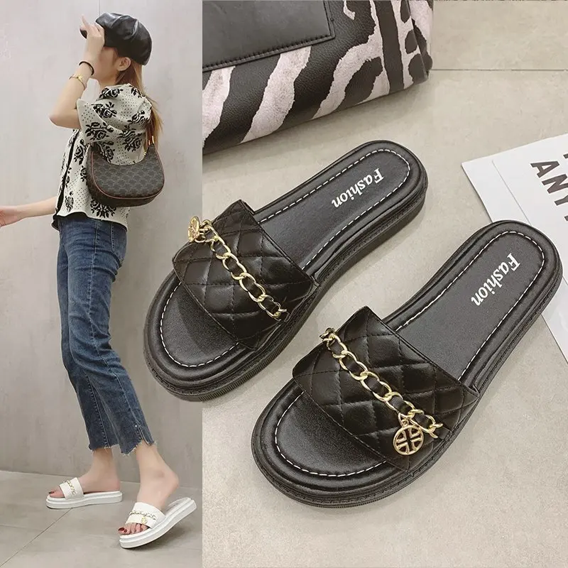 

Women Flat Sandals Patterns Home Outside Slippers Comfortable lady Slides Slippers