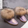 2019 bright color waterproof metallic cowhide raccoon fur boot snow boot short cuts anti-slip women boot custom big size