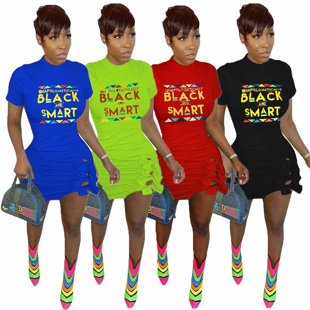 

Sexy Plus Size Short Sleeve Out Bandage Letter Print Summer Women Casual Bodycon Mini Dresses