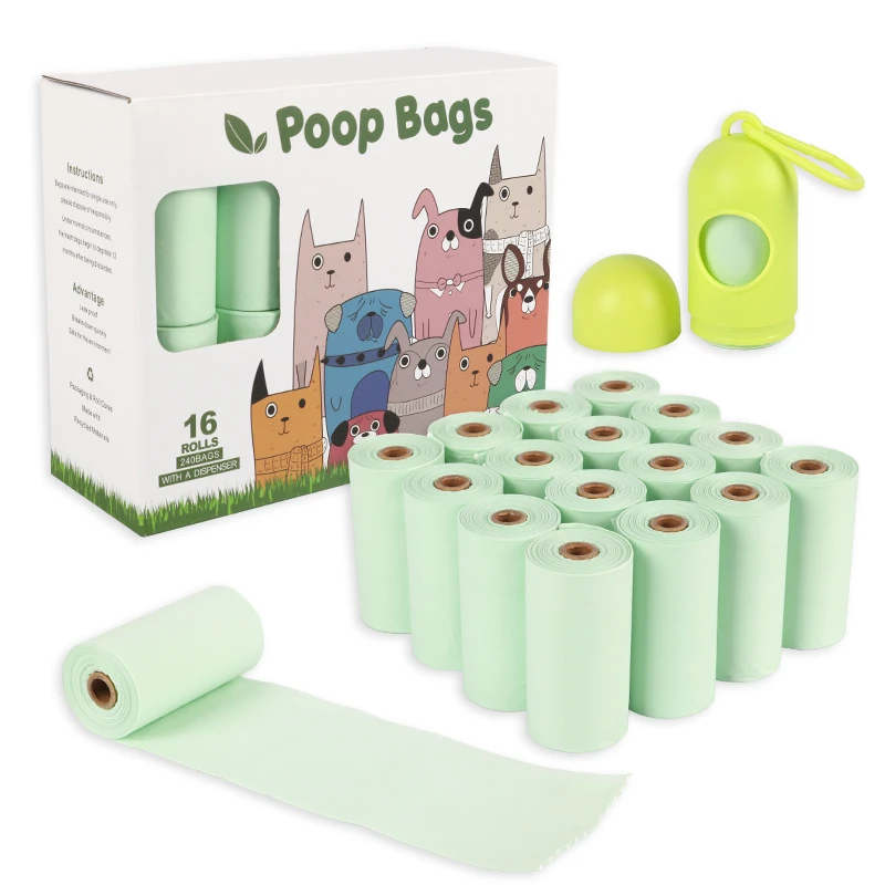 

Custom Printed Biodegradable Compostable Disposable Eco Friendly Green Trash Garbage Pet Dog Waste Poop Poo Bag For Dogs